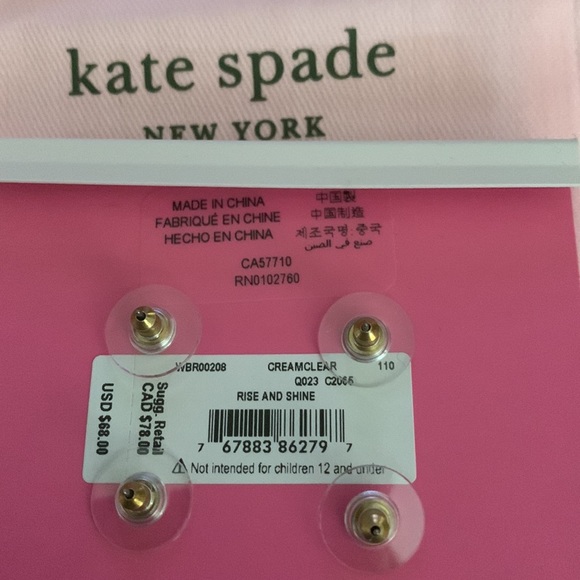 Kate Spade Rise & Shine Earrings Set of 2 (Cubic Zirconia/Glass Pearl)/Dust bag - Picture 5 of 5